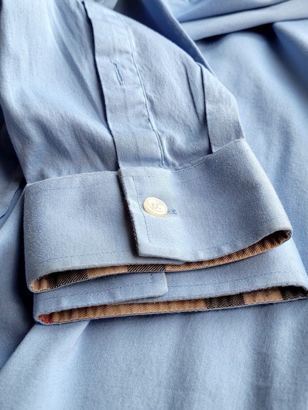 Burberry Burberry Brit Nova Check Button Up Shirt Men’s XXL Fits XL Light Blue - Picture 6 of 14